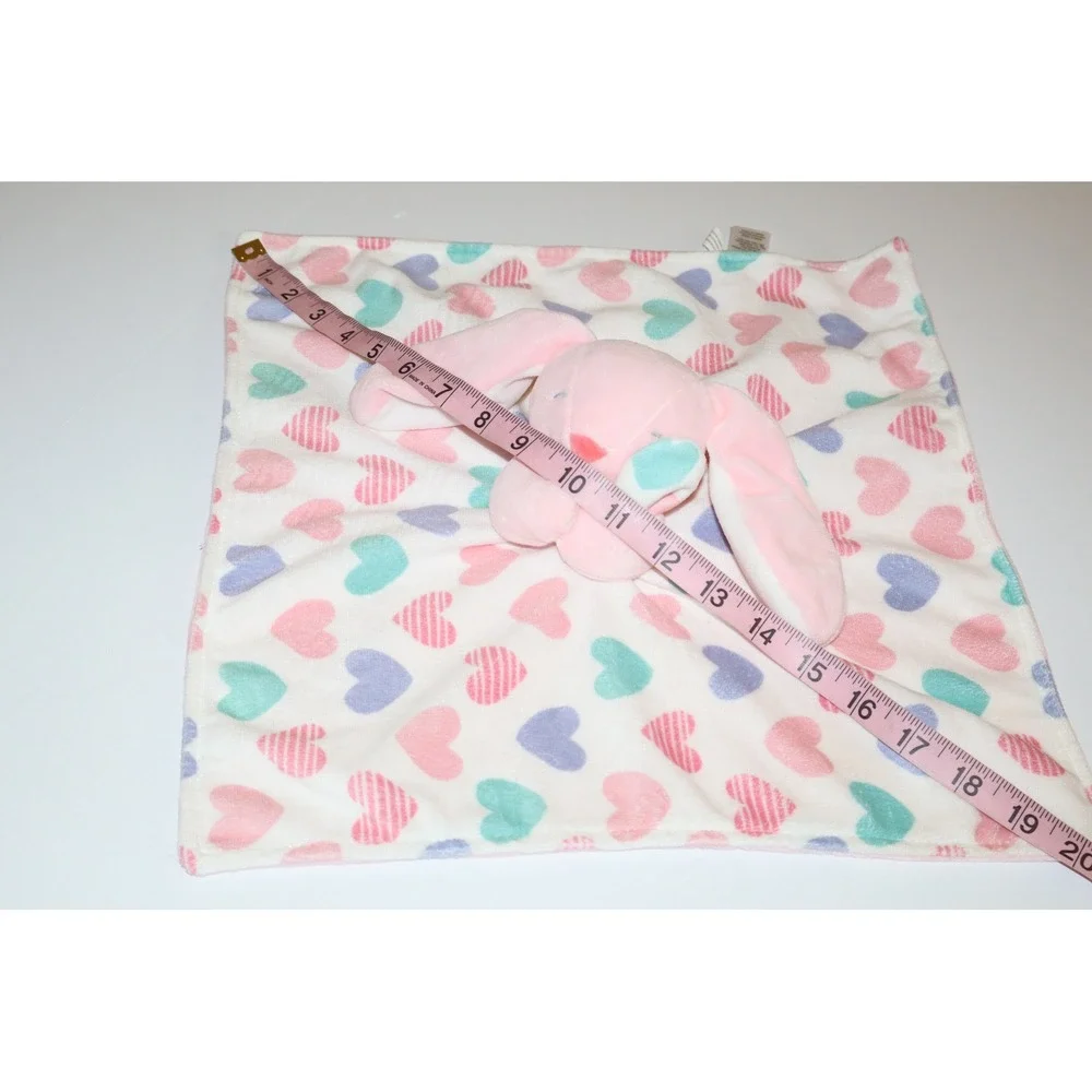 Carters Pink Bunny Rabbit Hearts Security Blanket Lovey Plush Fleece 13x13